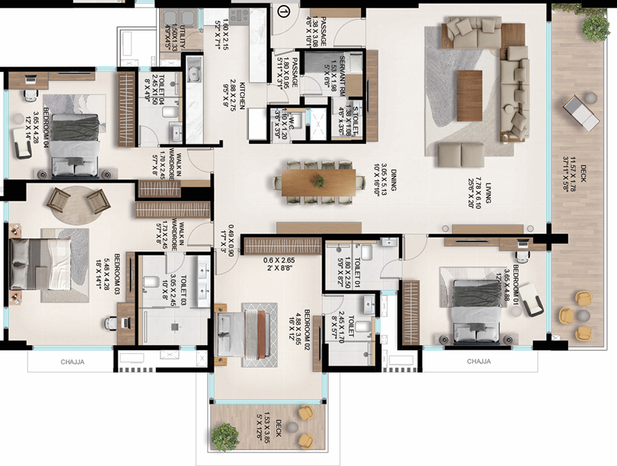 4 BHK Floor Plan